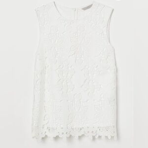 H&M White Floral Lace Tank Top